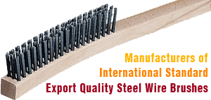 wooden handle steel wire brushes - industrial brushes manufacturers exporters in india punjab